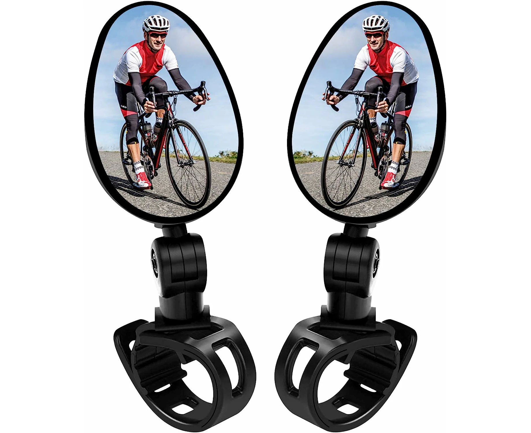 2Pcs Bike Mirror, Bicycle Cycling Rear View Safe Mirrors, Adjustable Rotatable Handlebars Mounted Plastic Convex Mirror For Mountain Road Bikes