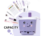 Canvas pencil case student cute stationery bag ins storage bag large capacity color matching-Purple