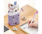 Canvas pencil case student cute stationery bag ins storage bag large capacity color matching-Purple
