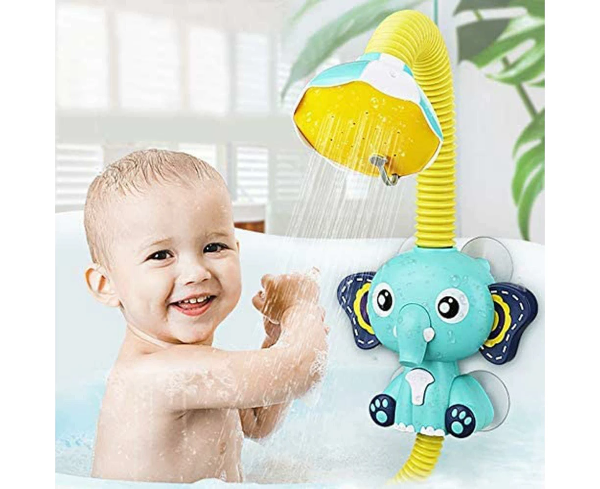 Baby Bath Toys Electric Shower - Bath Shower Head For Kids Sucker Electric Shower Rain Head Kids Bathing Time Toddlers Game Elephant Animal Toy 4 X 1.5V Aa