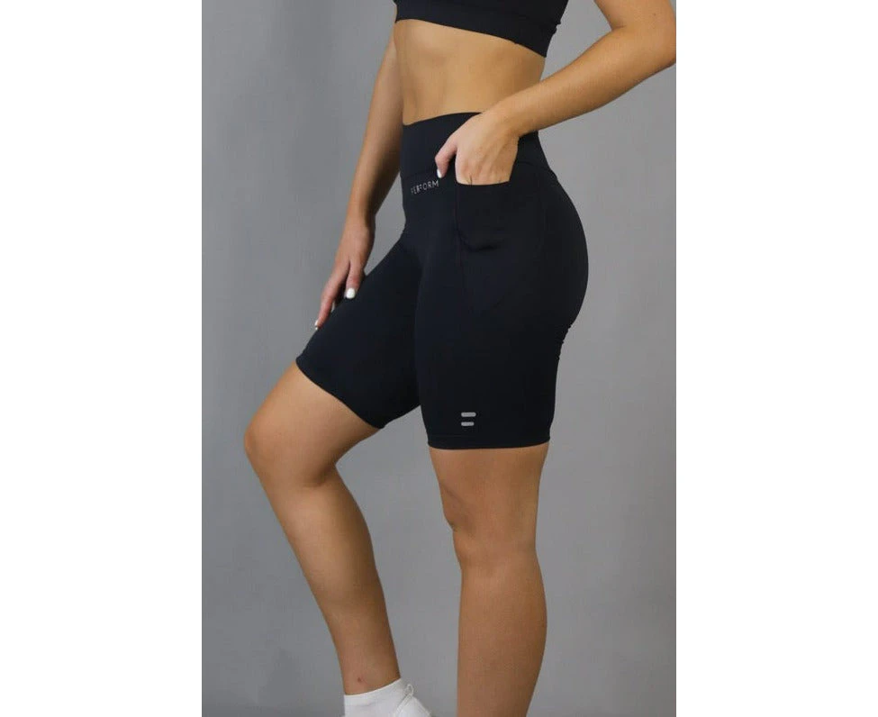 Mid Waist Long Shorts - Black