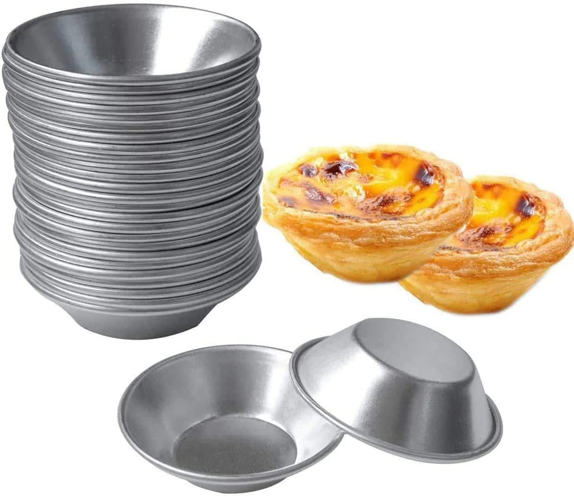 24 Pack Egg Tart Molds Tiny Pie Tartlets Dessert Mold Pans Tin Puto Cup Bakeware Muffin Cupcake Cake Cookie Mold Baking Tool, Round Resuable Nons