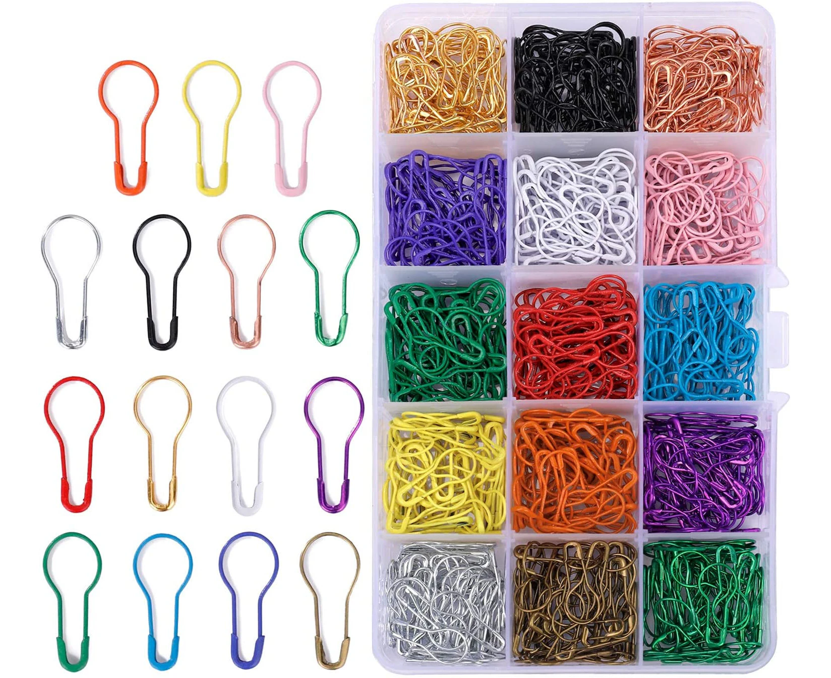 Bulb Pins 750 Pieces Metal Knitting Markers Gourds Safety Clips With Storage Box For Clothing Gourd Pin