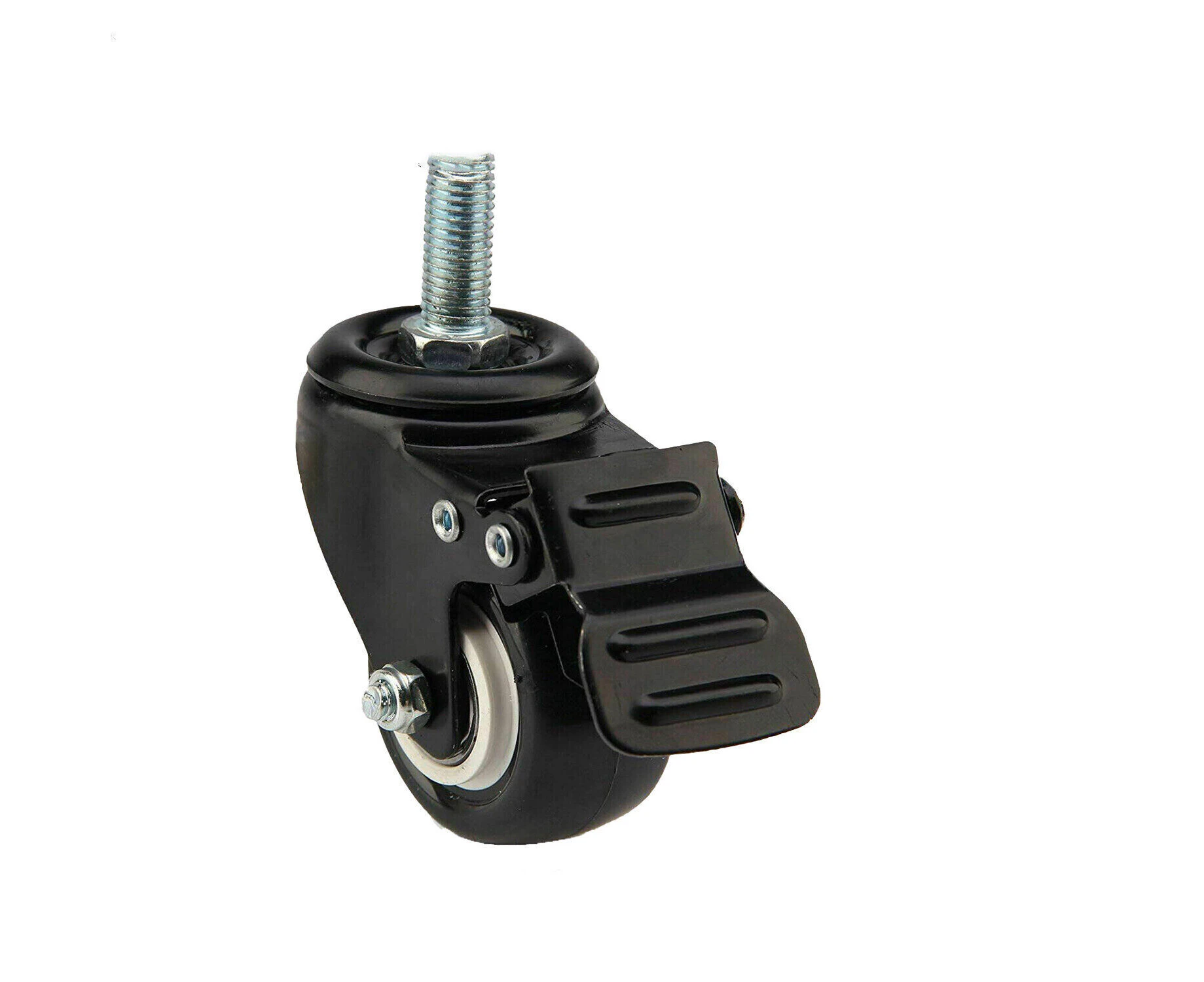 1.5PUSBM8 1.5" 40 X 20MM PU Polyurethane CASTOR CAPACITY 50KG SWIVEL BRAKE M8 X 25 BOLT