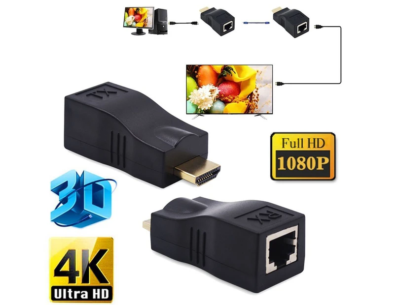 DOONJIEY 4K 3D HDMI-compatible Extender to RJ45 over Cat-5e/6 Network LAN Ethernet Adapter