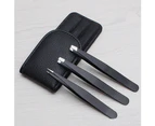 3Pcs Point Slant Flat Stainless Steel Eyebrow Tweezers Hair Removal Clips Set-Black