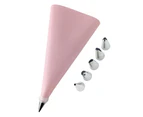 x Silicone piping bags and stainless steel nozzles, pink