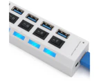 Bluebird USB Hub Portable High Speed Multiple Interfaces Keyboard/Mouse/U Disk USB Splitter for Computer-White 7