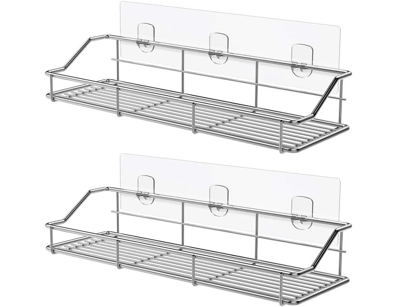 Shower Rack Bathroom Shelf Basket Toilet Kitchen Spice Rack 304 Stainless Steel No Drilling - 2 Pack