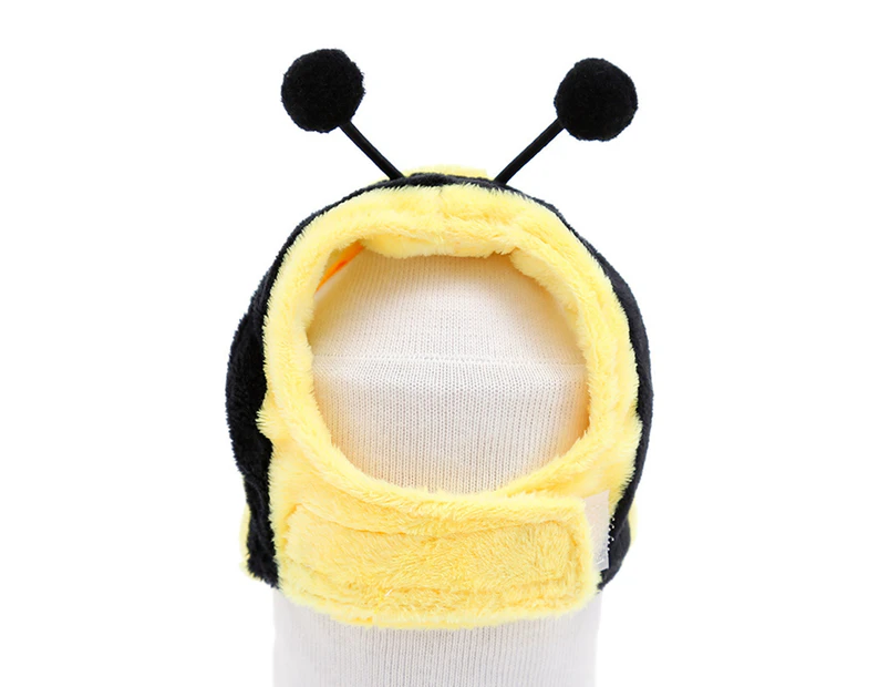 Kitten Cartoon Animal Shaped Soft Cute Cat Headgear Dog Cross Tied Wear Pet Hat-Bee XS