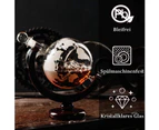 Whiskey Decanter Bar Set With Wooden Stand Glasses And World Map - Gifts For Men And Women - 850Ml