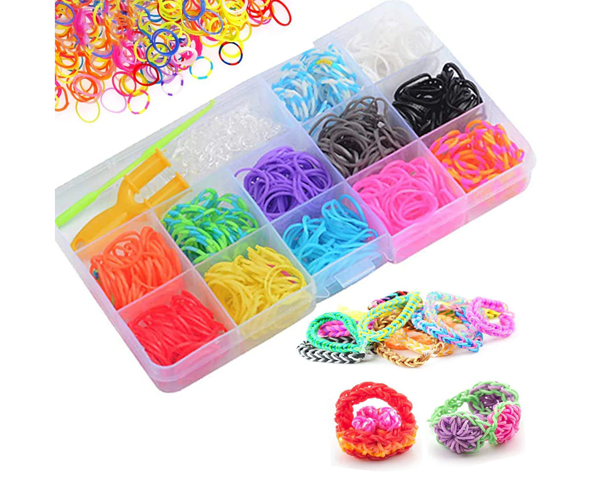 600 Pieces Loom Bands Set, Rubber Loom Bands Box Starter Kit Diy Rubber Band Craft Box For Diy Making Kids Bracelets