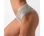 Minbaeg 2Pcs Women Sexy Lace Solid Color Low Waist See Through Cotton Briefs Underwear-XL 4# - 4#