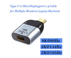 USB Type C to Mini DP Displayport 8K 60HZ Converter Adapter for Thunderbolt 3
