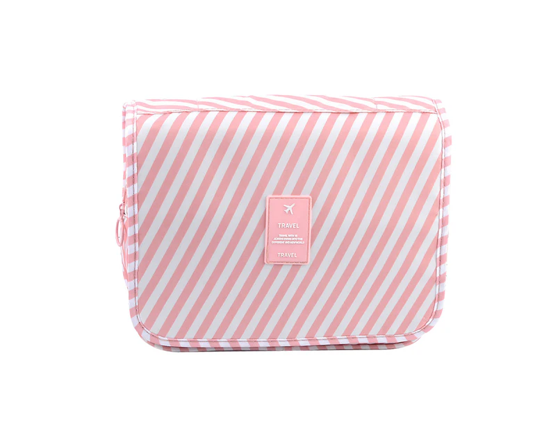 Hanging Toiletry Bag Travel Bag for Toiletries Make Up Bag Large Capacity Travelling Accessories -pink stripes