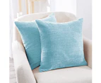 Throw Pillow Cover with Stripe Pattern, Set of 2,  Corduroy Cushion Covers, Soft Solid Pillow Cases for Bedroom Couch Sofa 18''x18''-Baby Blue