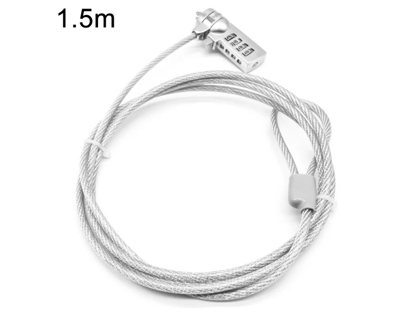 Combination cable lock for laptops and other equipment, four-digit password, laptop anti-theft security universal