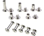 100 Pack Binding Screws and Riveted Nails, 5 Sizes, Metal, Round