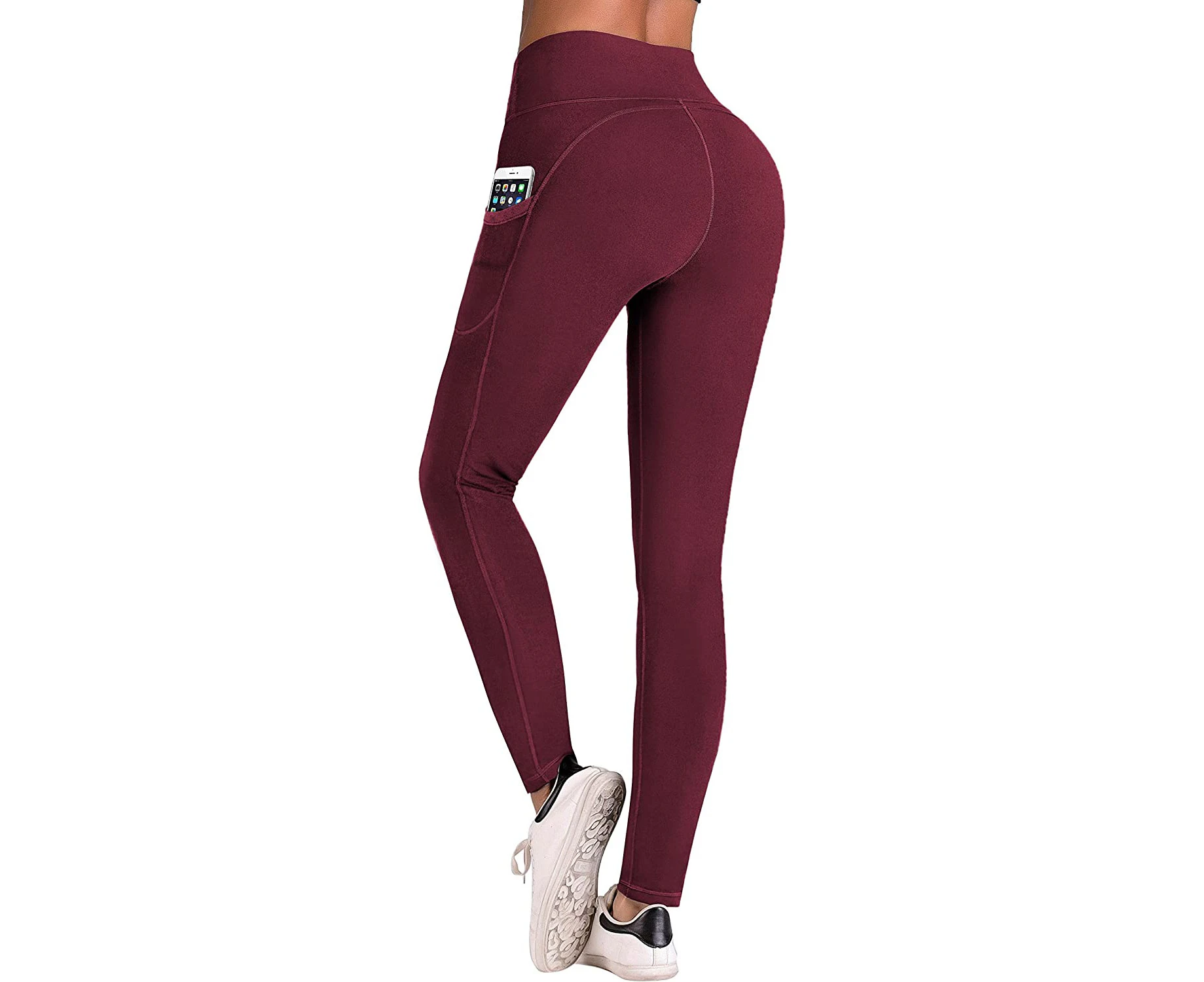 High Waist Yoga Pants with Pockets, Tummy Control, Workout Pants for Women 4 Way Stretch Yoga Leggings with Pockets-S