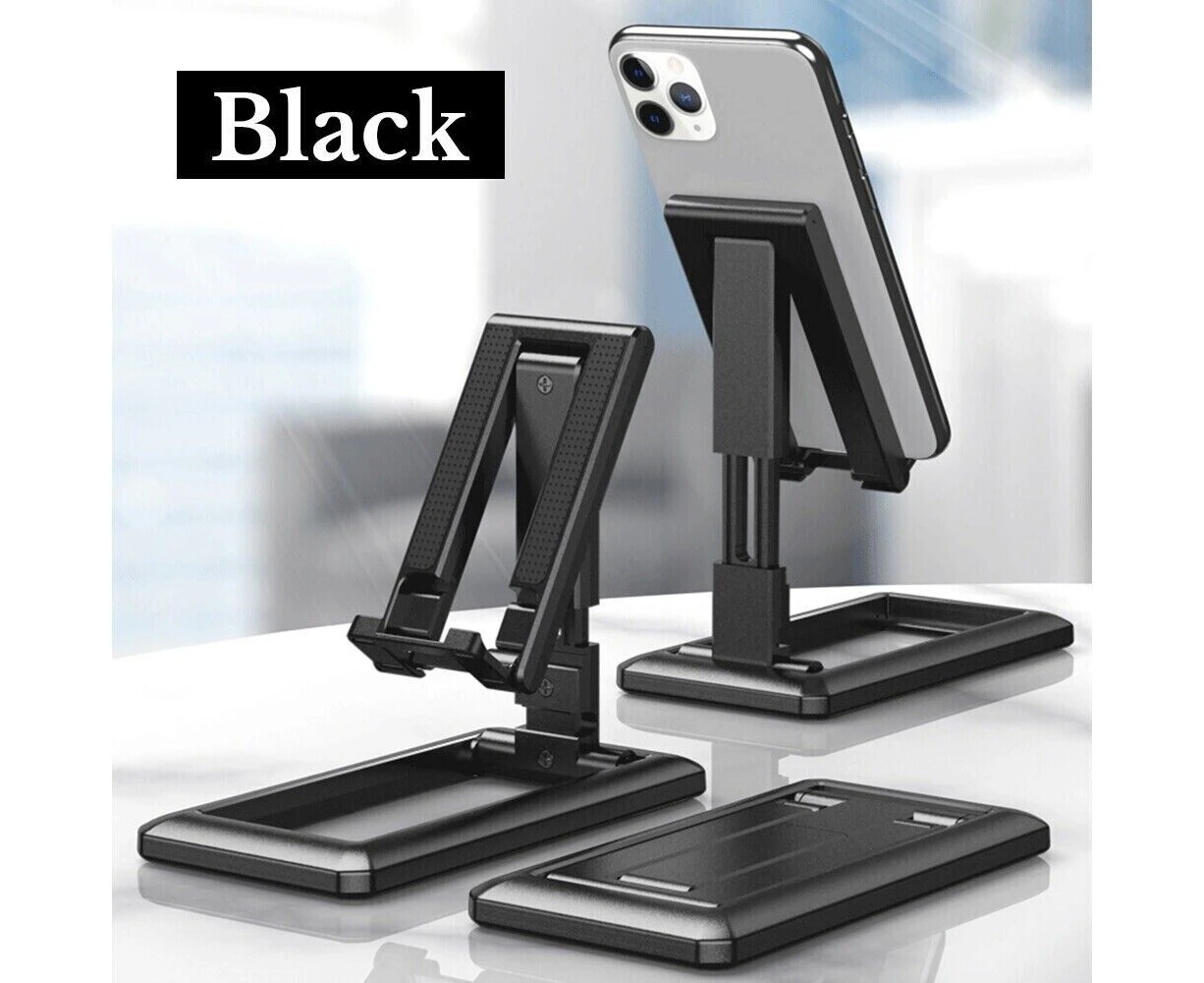 Universal Foldable Adjustable Desk Stand Holder For Mobile Phone Tablet - Black