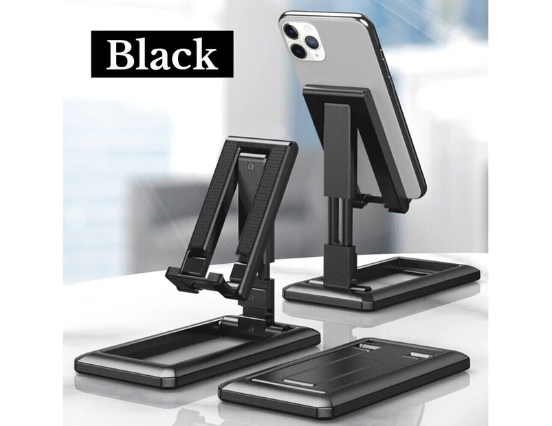 Universal Foldable Adjustable Desk Stand Holder For Mobile Phone Tablet - Black