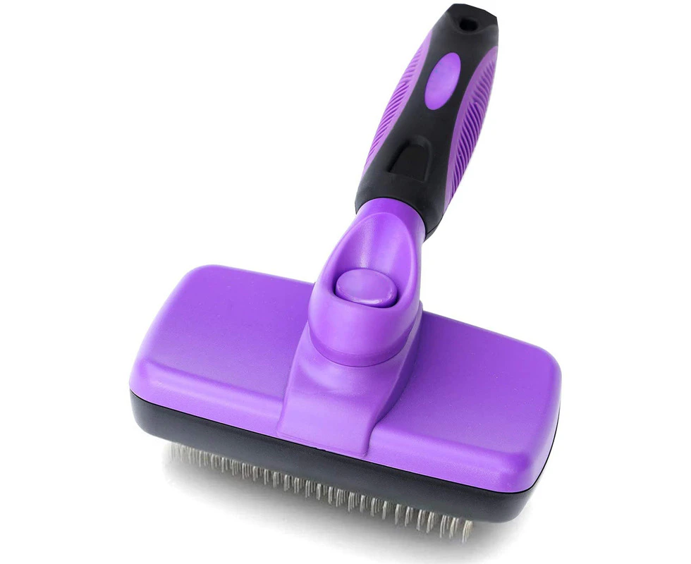 QBLEEV Pet Grooming Brush to Remove Long Loose Fur-Purple