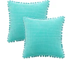 Throw Pillow Covers Decorative Soft Corduroy Square Pillowcase Cushion Cover for Couch Sofa Bedroom Living Room Outdoor 18x18 Inch Set of 2 2-Lake Blue