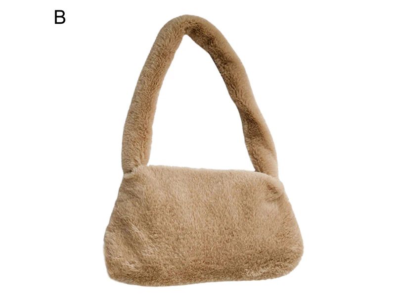 Women Fashion Autumn Winter Plush Soft Fluffy Handbag Shoulder Underarm Bag B