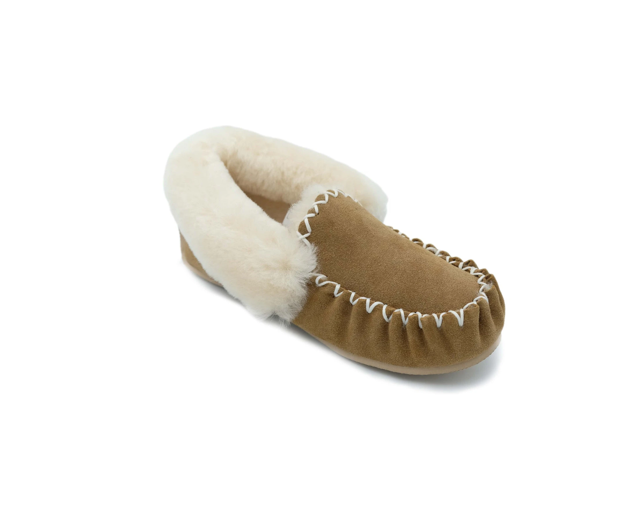 Super Ugg Australia - Traditional Unisex Sheepskin Moccasins - Heel Support - Men's/Women's - CHESTNUT