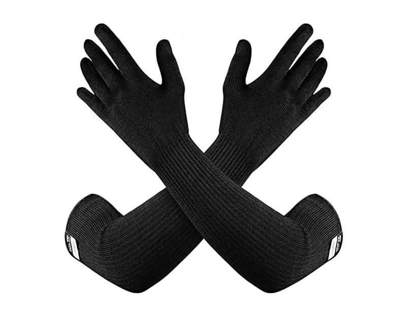 Gloves With Sleeves- Anti Scratch, Heat & Cut Resistant Sleeves Gloves, Safety Sleeves- Long Arm Protectors- Welding, Pet Grooming & Bite Guard- Black