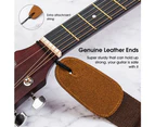 Luxury Leather Cotton Guitar Acoustic Electric Basses Guitar Strap Adjustable - Brown