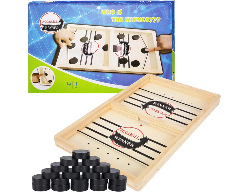 Hockey Board Game Toy, Table Hockey Catapult Board Game 2 in 1 Parent-Child Interaction, Table Hockey Wood, Fast Sling Puck Game, Portable Chess Board Set,