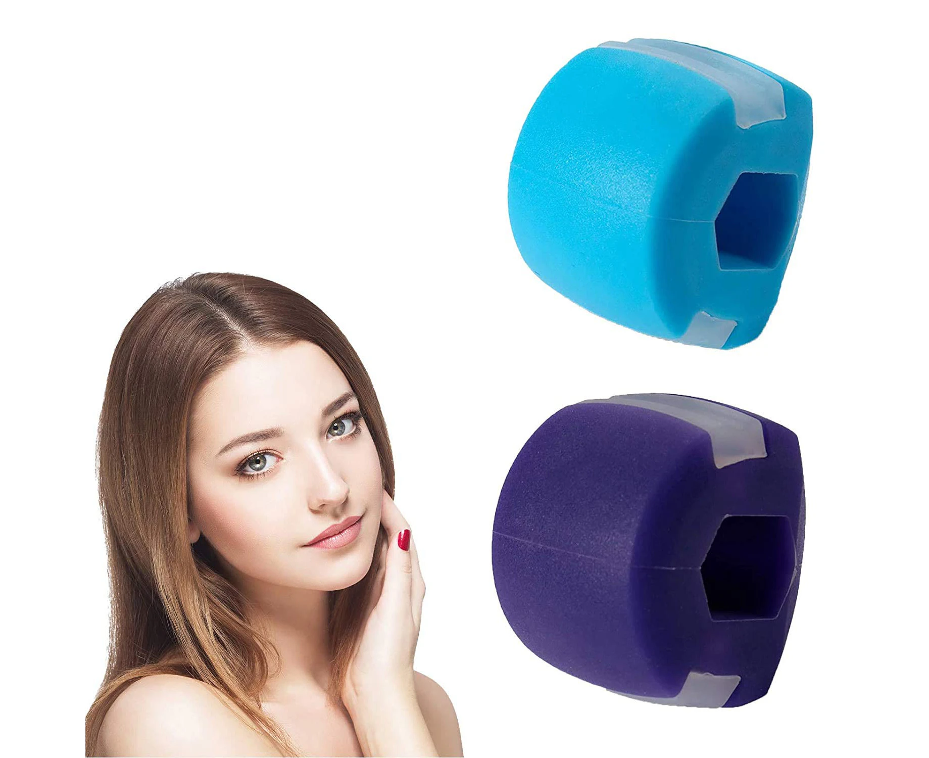 -Jaw BallFacial ExerciserJaw ExerciserJawline Exerciser Fitness Ball Use for Chin/Neck/Face - Define Your JawlineSlim and Tone Your Face-blue+purple