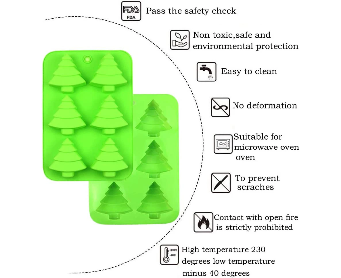 Silicone Christmas Mold Chocolate Christmas Tree Candy Mold Fondant Cookie Mold Soaps DIY Muffin Jelly Baking Mold 2pcs