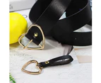 Women Party Dress Faux Leather Heart Metal Pin Buckle Waist Belt Strap Waistband Golden