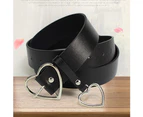 Women Party Dress Faux Leather Heart Metal Pin Buckle Waist Belt Strap Waistband Golden