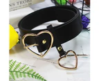 Women Party Dress Faux Leather Heart Metal Pin Buckle Waist Belt Strap Waistband Golden