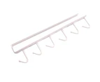 6 Hooks Kitchen Cupboard Cabinet Hanging Rack Metal Storage Hanger Organizer-White