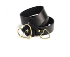 Women Party Dress Faux Leather Heart Metal Pin Buckle Waist Belt Strap Waistband Golden