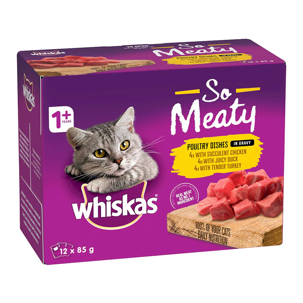 Whiskas Tasty Trios Meat Selection Wet Cat Food 12x85g