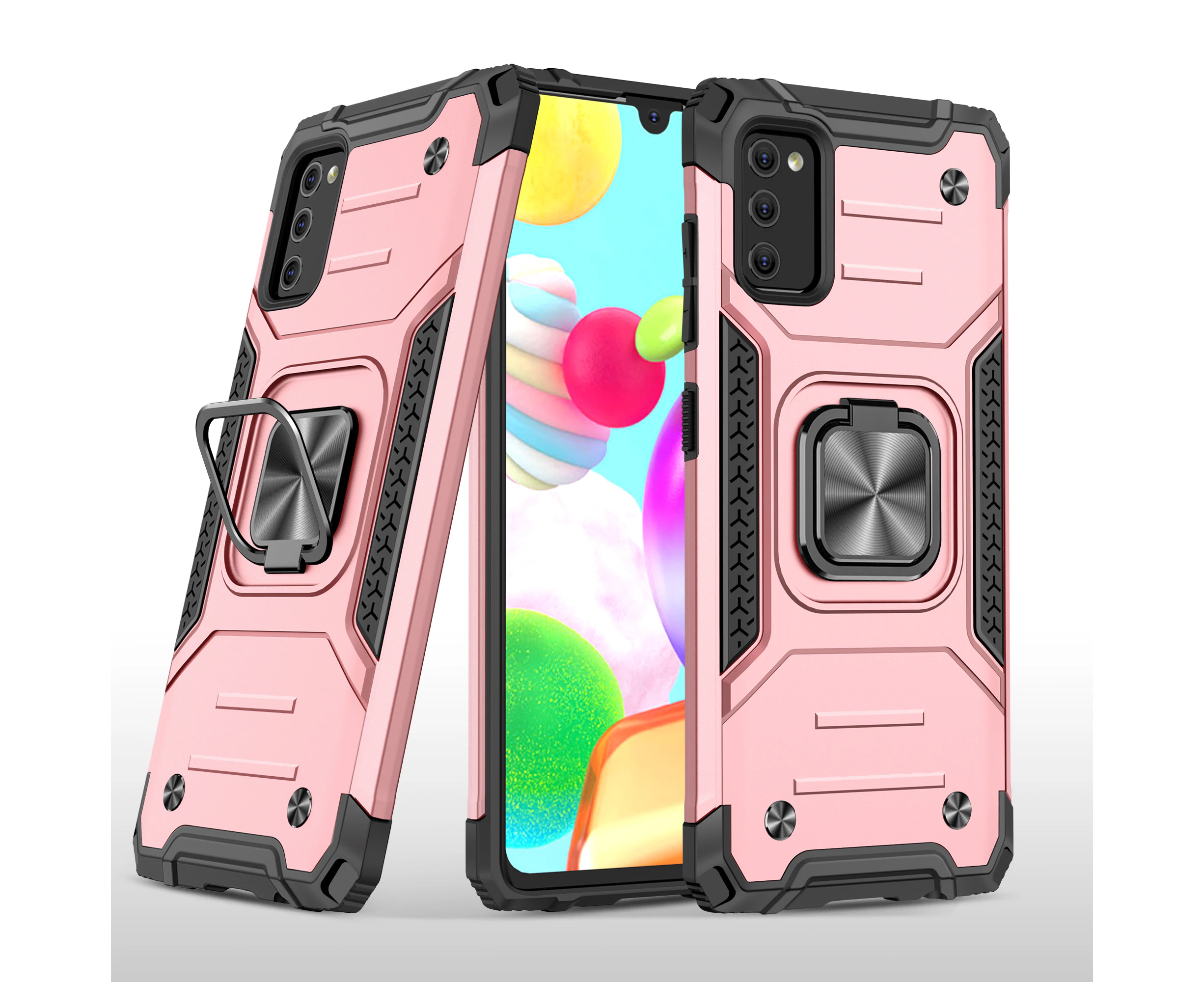 For Samsung Galaxy A41 Case with Magnetic Ring Holder - Pink