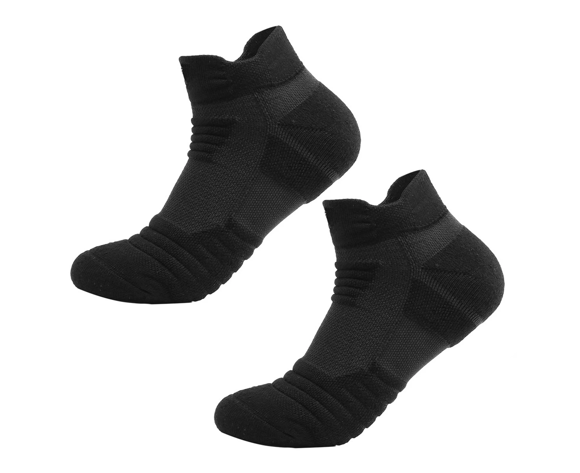 Minbaeg Socks Solid Color Thickening Men Running Football Basketball Short Socks for Sports Black