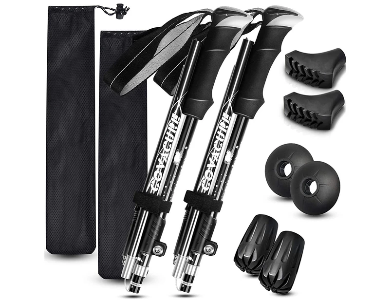 2pcs Trekking Poles Collapsible Hiking Poles - Aluminum AlloyTrekking Sticks with Quick Lock System, Telescopic, Collapsible