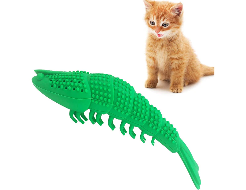 Cat Toothbrush Catnip Toy,Interactive Rubber Dental Care for Pet Kitten Kitty -Green