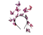 Hair Band Decorative Vivid Stereoscopic Adjustable Comfortable Dress Up Bohemian Butterfly Headband Crown Halloween Costume Headpiece for Tea Party Pink