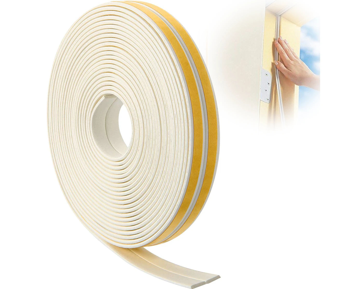 12M Anti-Noise Sealing Strip-I Type 9Mm*2Mm White12M Seal Strip Foam Tape Door Window Self Adhesive Seal Strip(White)