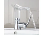 Sunshine Transparent Wine Glass Bathroom Basin Deck Mounted Waterfall Mixer Tap Facuet-Brown