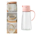 630ML Oil Sprayer Automatic Opening Sealing Ring Glass Vinegar Honey Olive Oil Container for Home Pink