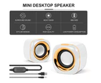 Computer Speakers, PC Powered Speakers USB Speaker Monitor Speakers-White gold