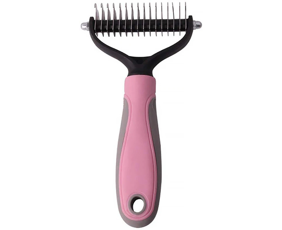 QBLEEV Pet Grooming Two-Side Safe Hair Removal Comb-Pink